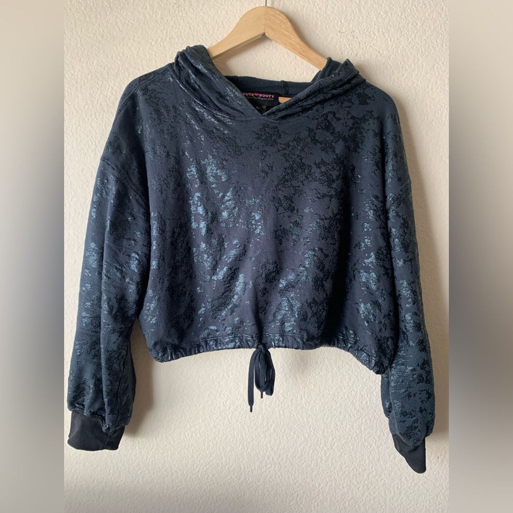 Cute booty lounge foiled crop hoodie sweater